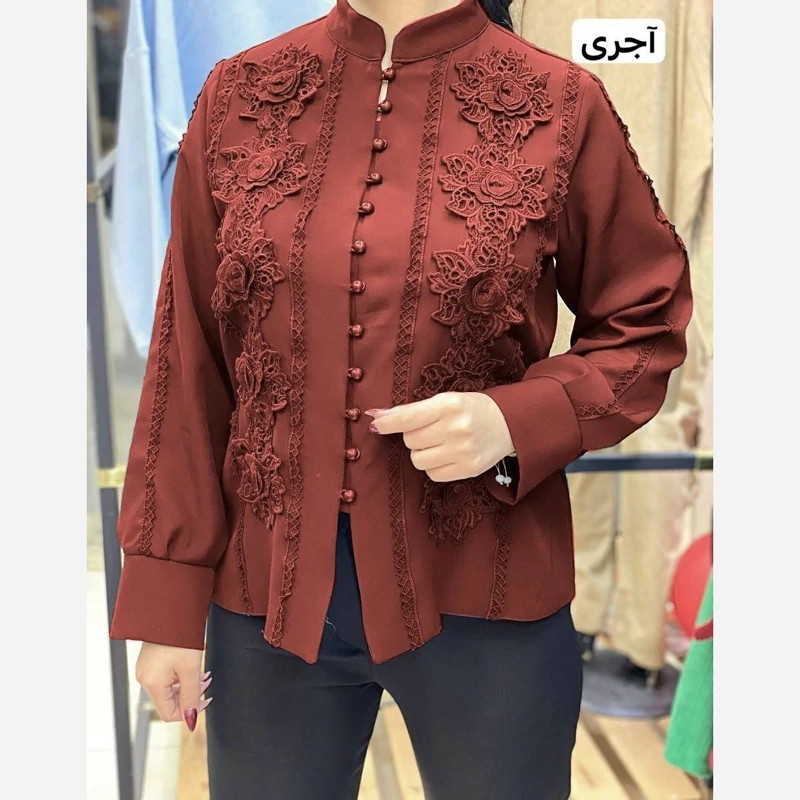 شومیز گل برجسته سایز 40 تا 52