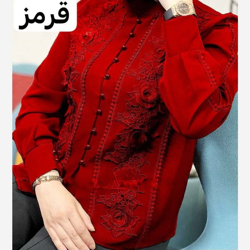 شومیز گل برجسته سایز 40 تا 52