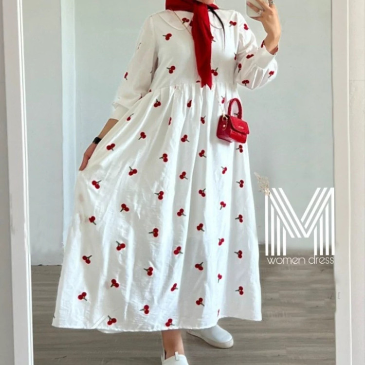 پیراهن بلند آلبالویی سیتا سایز 38تا48