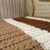 روتختی دونفره دستبافت ترک آلیز پافی ابعاد 200در 160 طرح خوشه گندم ترکیب بافت سه رنگ