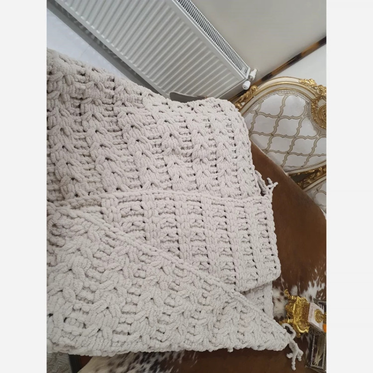 روتختی دونفره دستبافت ترک آلیز پافی ابعاد 200در 160 طرح خوشه گندم ترکیب بافت سه رنگ