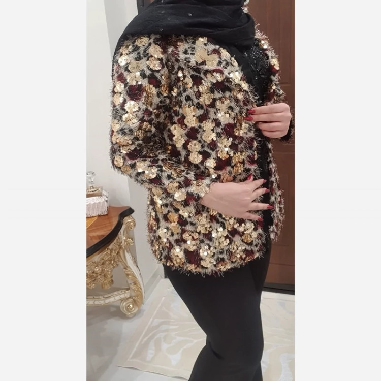 مانتو مجلسی پولکدوزی برجسته سایز 42تا48