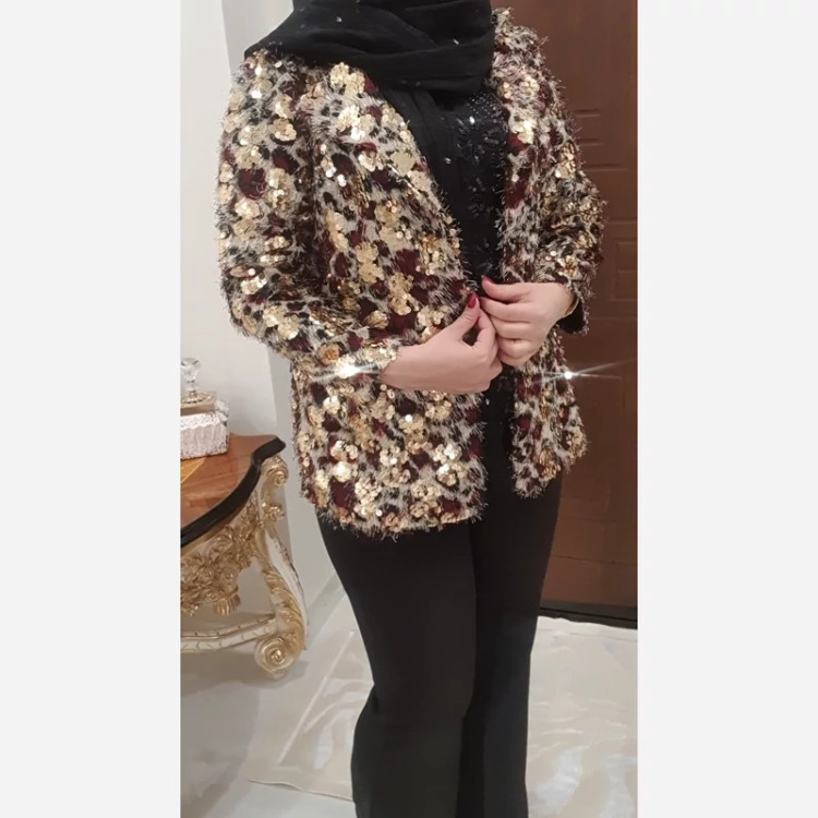 مانتو مجلسی پولکدوزی برجسته سایز 42تا48