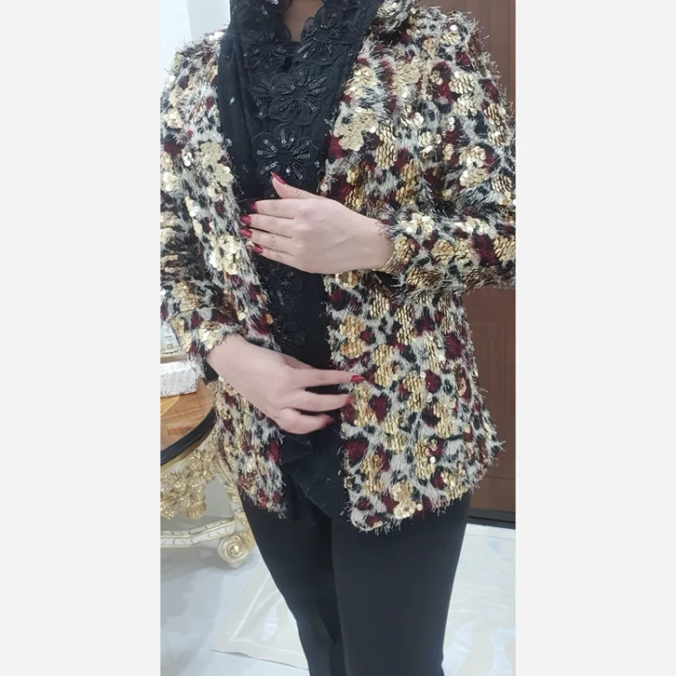 مانتو مجلسی پولکدوزی برجسته سایز 42تا48