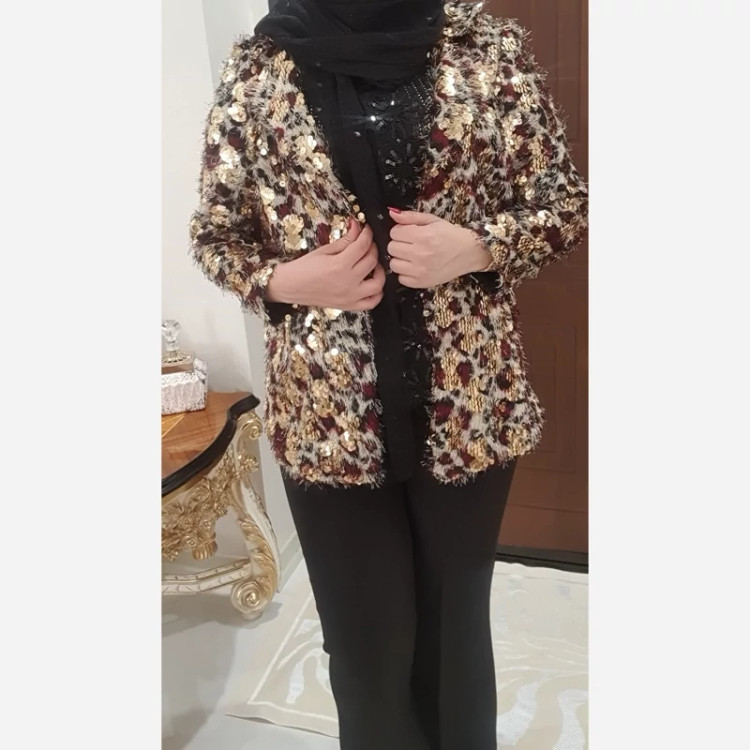 مانتو مجلسی پولکدوزی برجسته سایز 42تا48