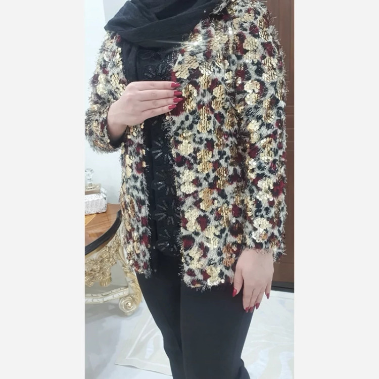 مانتو مجلسی پولکدوزی برجسته سایز 42تا48