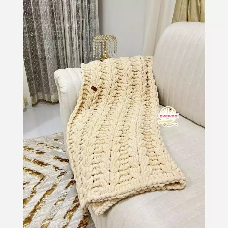 شالمبل مخمل آلیزه پافی دستبافت وارداتی طرح بافت خوشه گندم ترک رنگ نود