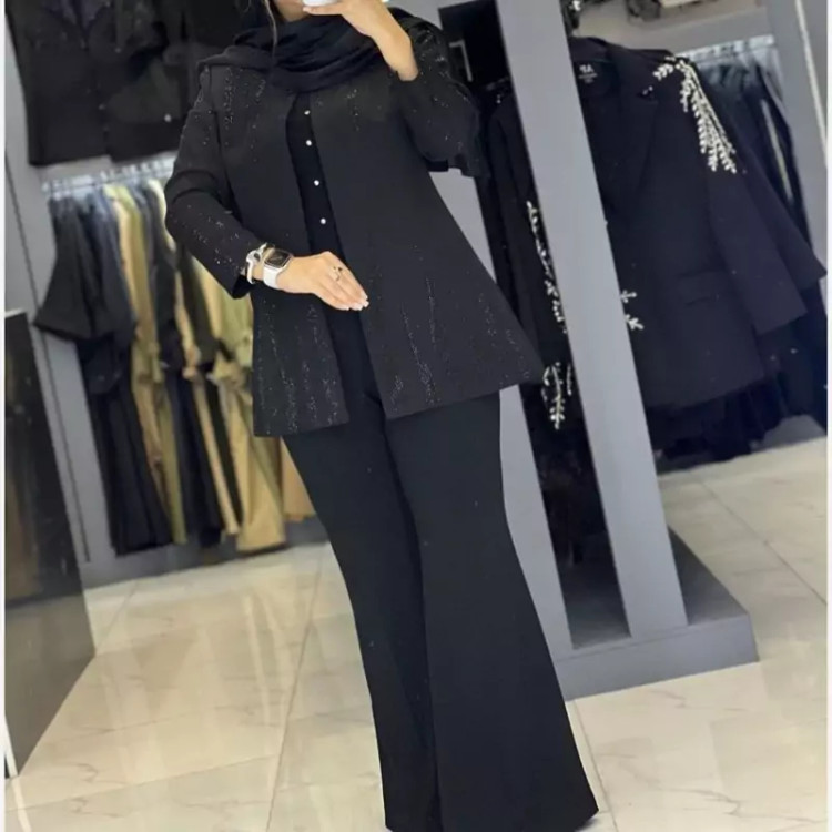 کت تک مازراتی یقه گرد نگین آتشی سایز 40تا50