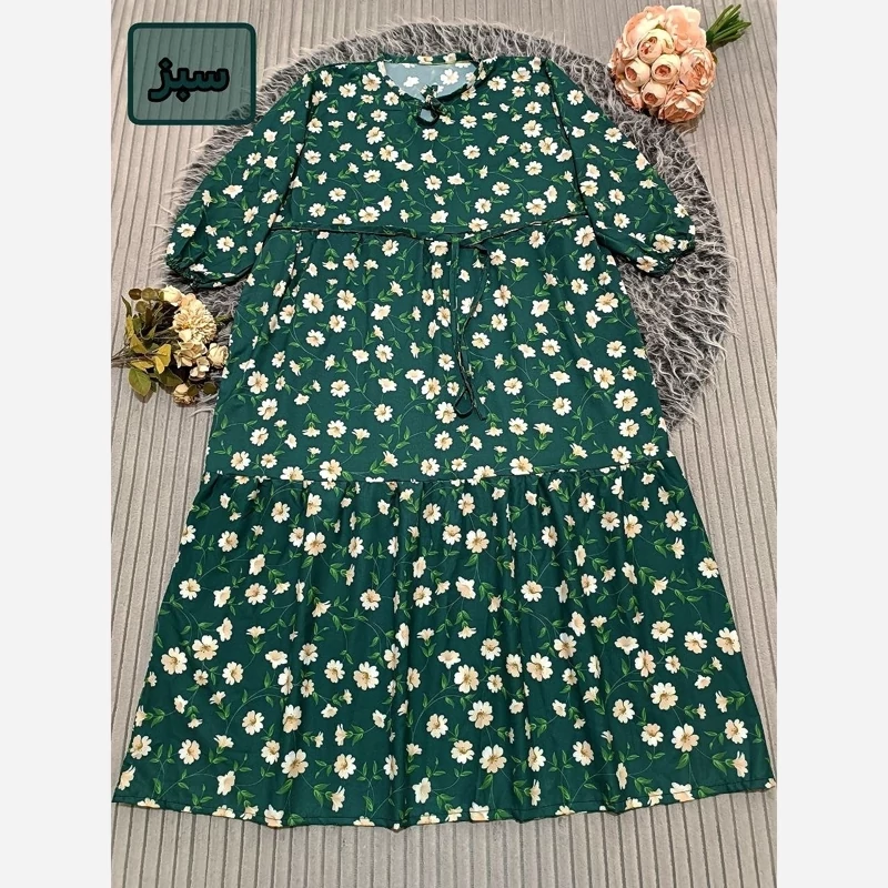 ساحلی گلدار ایتالیایی یقه بندی سایز 38 تا 48