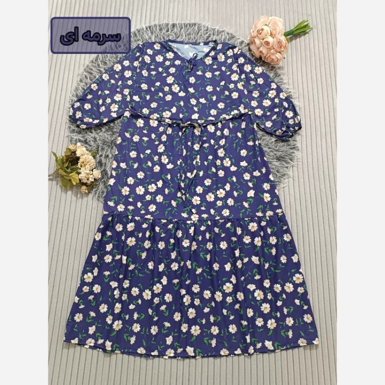 ساحلی گلدار ایتالیایی یقه بندی سایز 38 تا 48