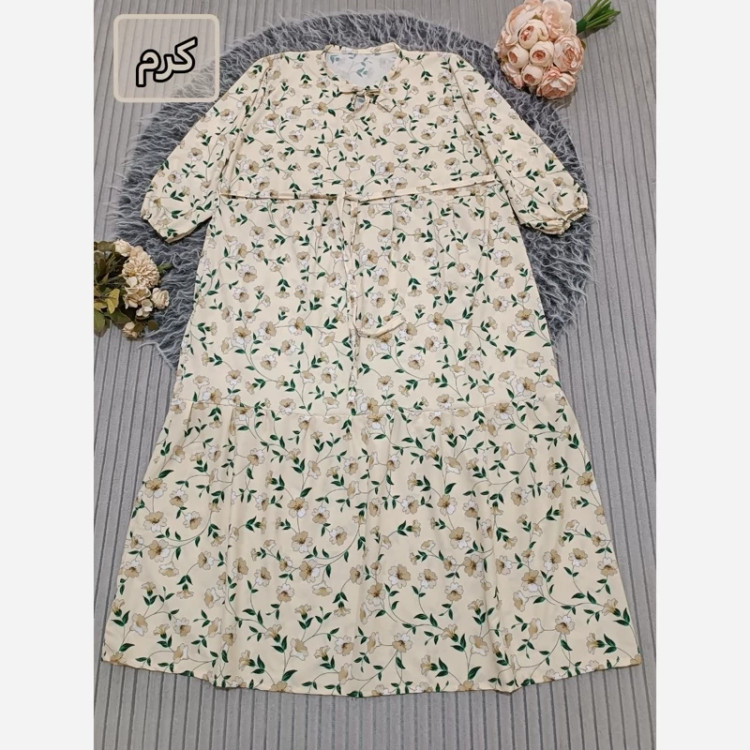 ساحلی گلدار ایتالیایی یقه بندی سایز 38 تا 48