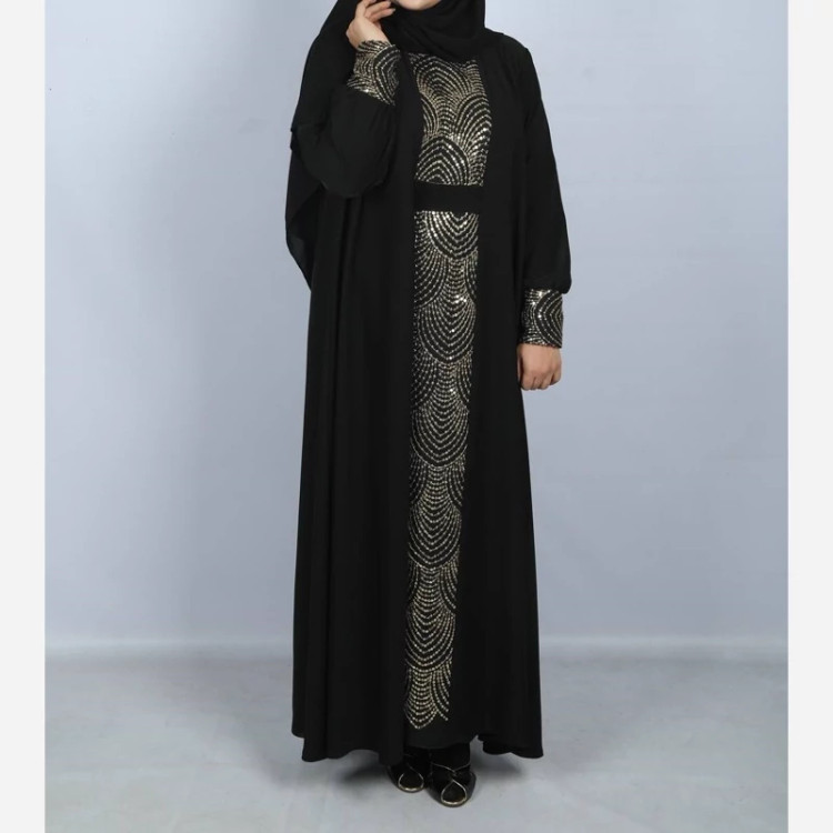 مانتو عبایی خرجکار سوزندوزی سایز 38 تا 54