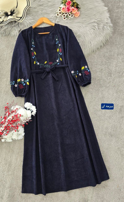 کفتان گلدوزی گلبرگ مخمل کبریتی ریز سایز 40 تا 50