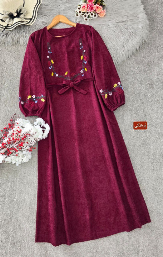 کفتان گلدوزی گلبرگ مخمل کبریتی ریز سایز 40 تا 50