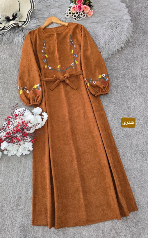 کفتان گلدوزی گلبرگ مخمل کبریتی ریز سایز 40 تا 50