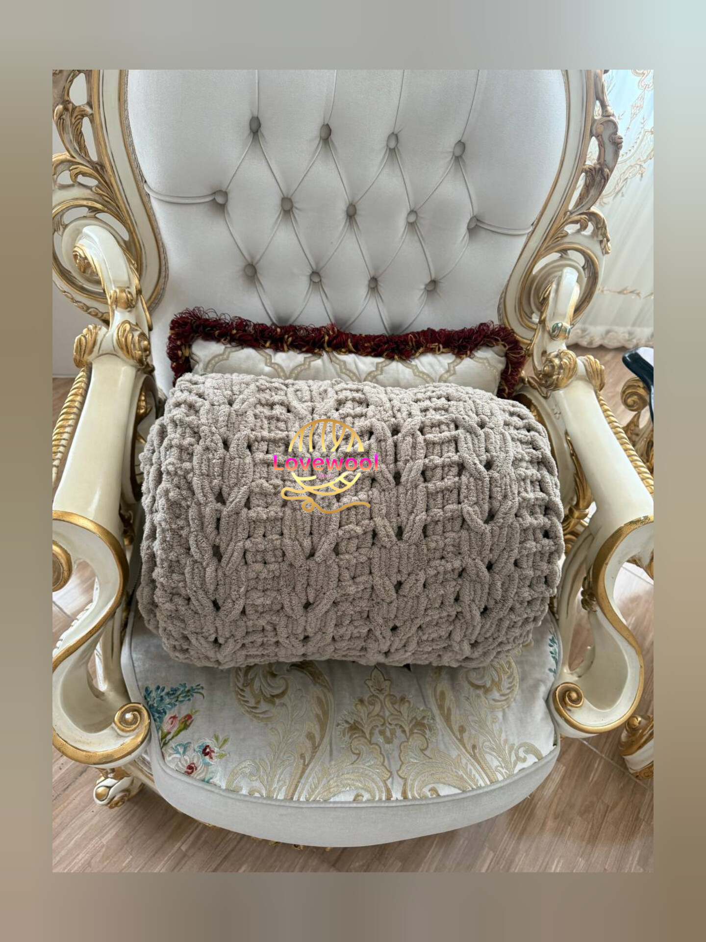 روتختی مخمل آلیزه پافی ترکیه ای دستبافت ابعاد 180 در 240