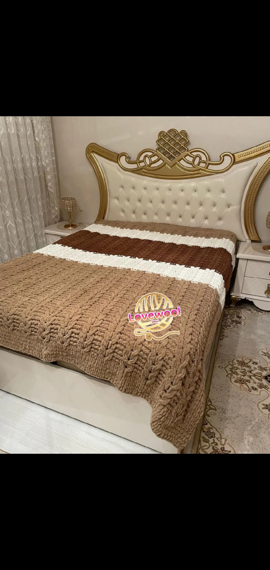روتختی مخمل آلیزه پافی ترکیه ای دستبافت ابعاد 180 در 240