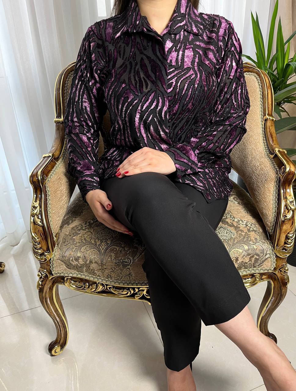 شومیز حریر مخمل ثمن سایز ۳۶ تا ۵۲ جنس چهار فصل