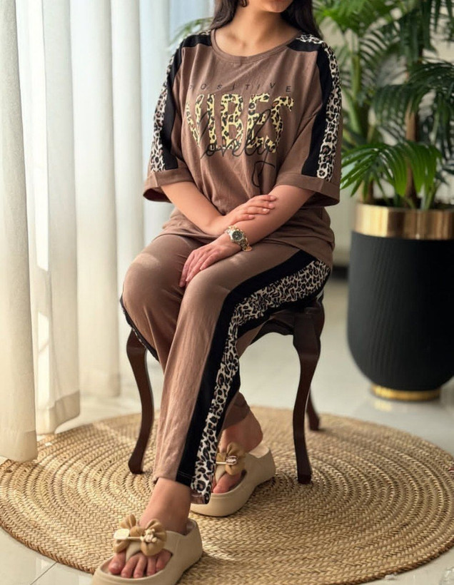 ست تیشرت شلوار پلنگی چهارفصل سایز ۳۸ تا ۴۸