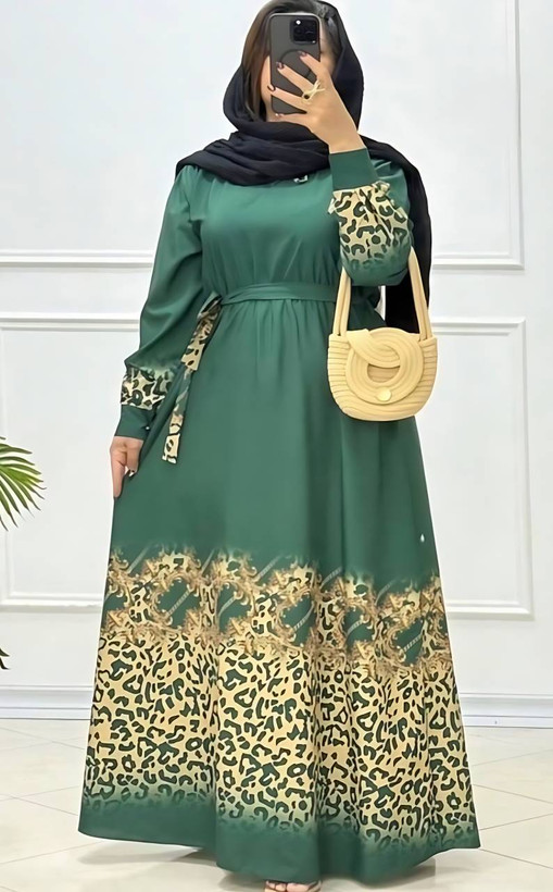 پیراهن ماکسی پلنگی زنجیری سایز ۳۸ تا ۴۸ طبق اندازه ها چک شود