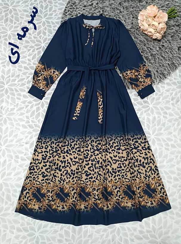 پیراهن ماکسی پلنگی زنجیری سایز ۳۸ تا ۴۸ طبق اندازه ها چک شود