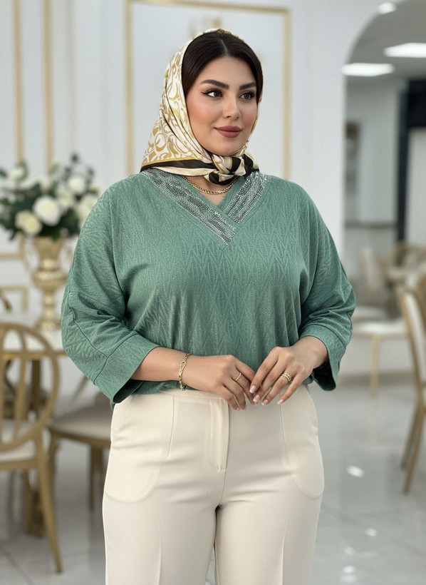 شومیز نگین دار کیمانو مدل یاس سایز ۴۲ تا ۴۴