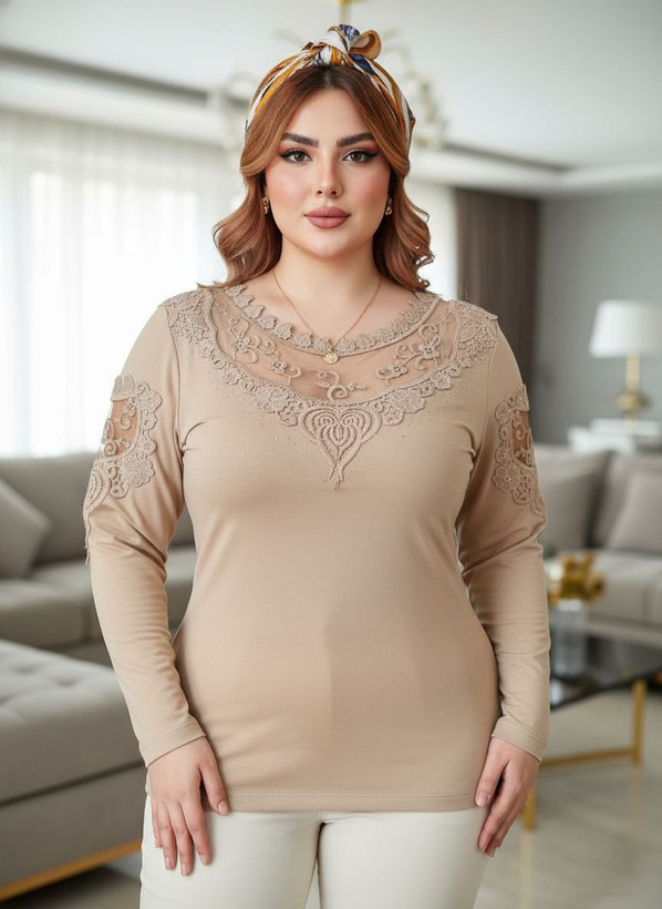 شومیز گیپوری نگین دار مدل دلسا سایز ۳۸ تا ۵۰