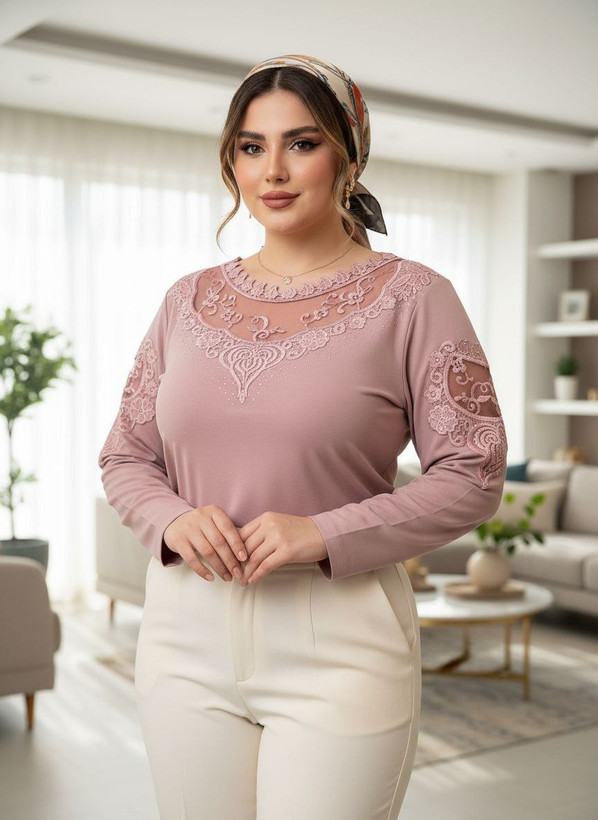 شومیز گیپوری نگین دار مدل دلسا سایز ۳۸ تا ۵۰