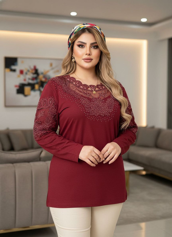 شومیز گیپوری نگین دار مدل گلسا سایز ۳۸ تا ۵۰