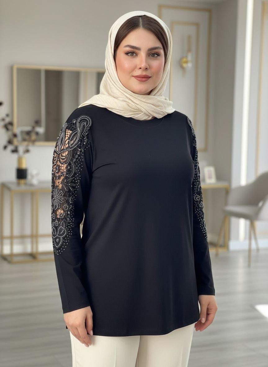 شومیز گیپوری نگین دار مدل سوگل سایز ۳۸ تا ۵۰
