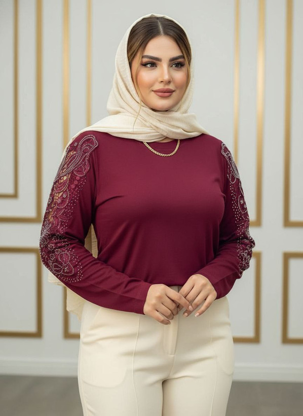 شومیز گیپوری نگین دار مدل سوگل سایز ۳۸ تا ۵۰