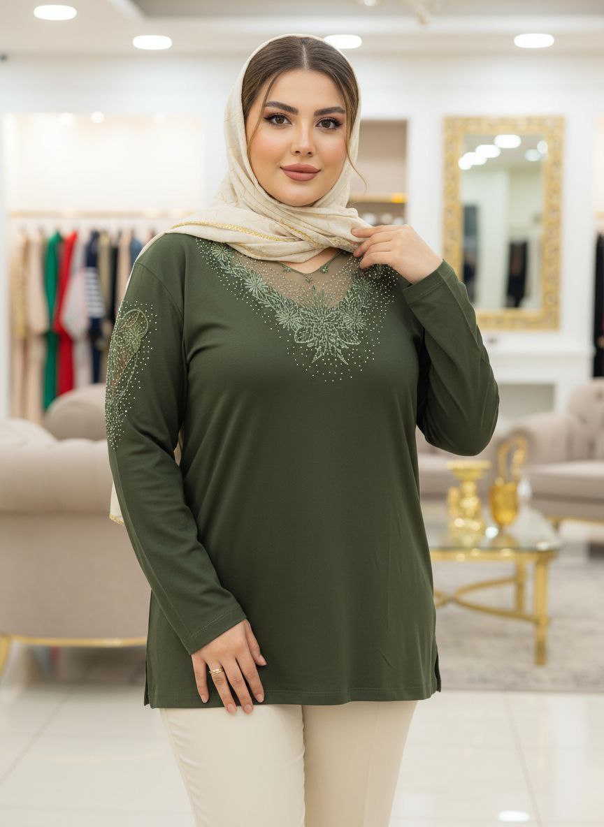 شومیز گیپوری نگین دار مدل مهگل سایز ۳۸ تا ۵۰