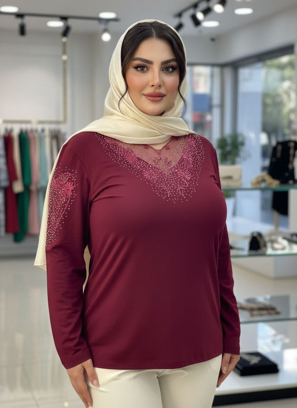 شومیز گیپوری نگین دار مدل مهگل سایز ۳۸ تا ۵۰