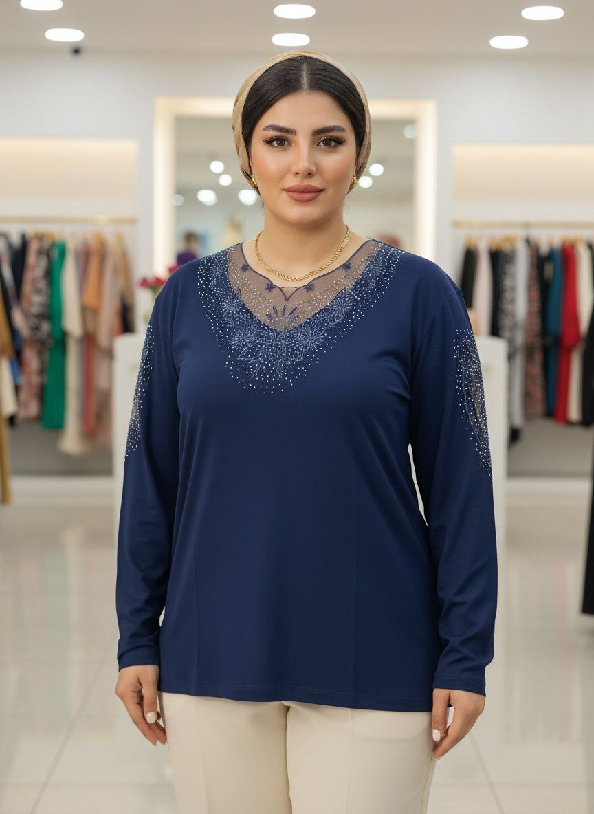 شومیز گیپوری نگین دار مدل مهگل سایز ۳۸ تا ۵۰