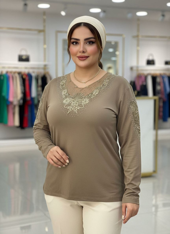 شومیز گیپوری نگین دار مدل مهگل سایز ۳۸ تا ۵۰
