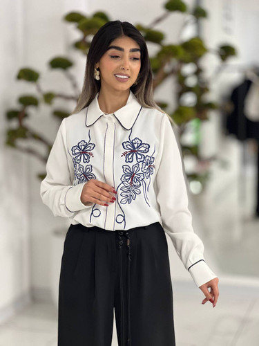شومیز گلدوزی و دمسه دوزی عیدانه مرلین سایز ۳۶ تا ۴۶