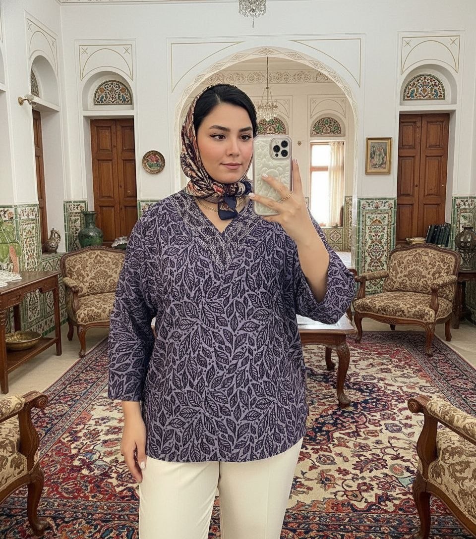 شومیز نگین دار کیمانو مدل تابان عیدانه سایز ۴۶ تا ۵۴
