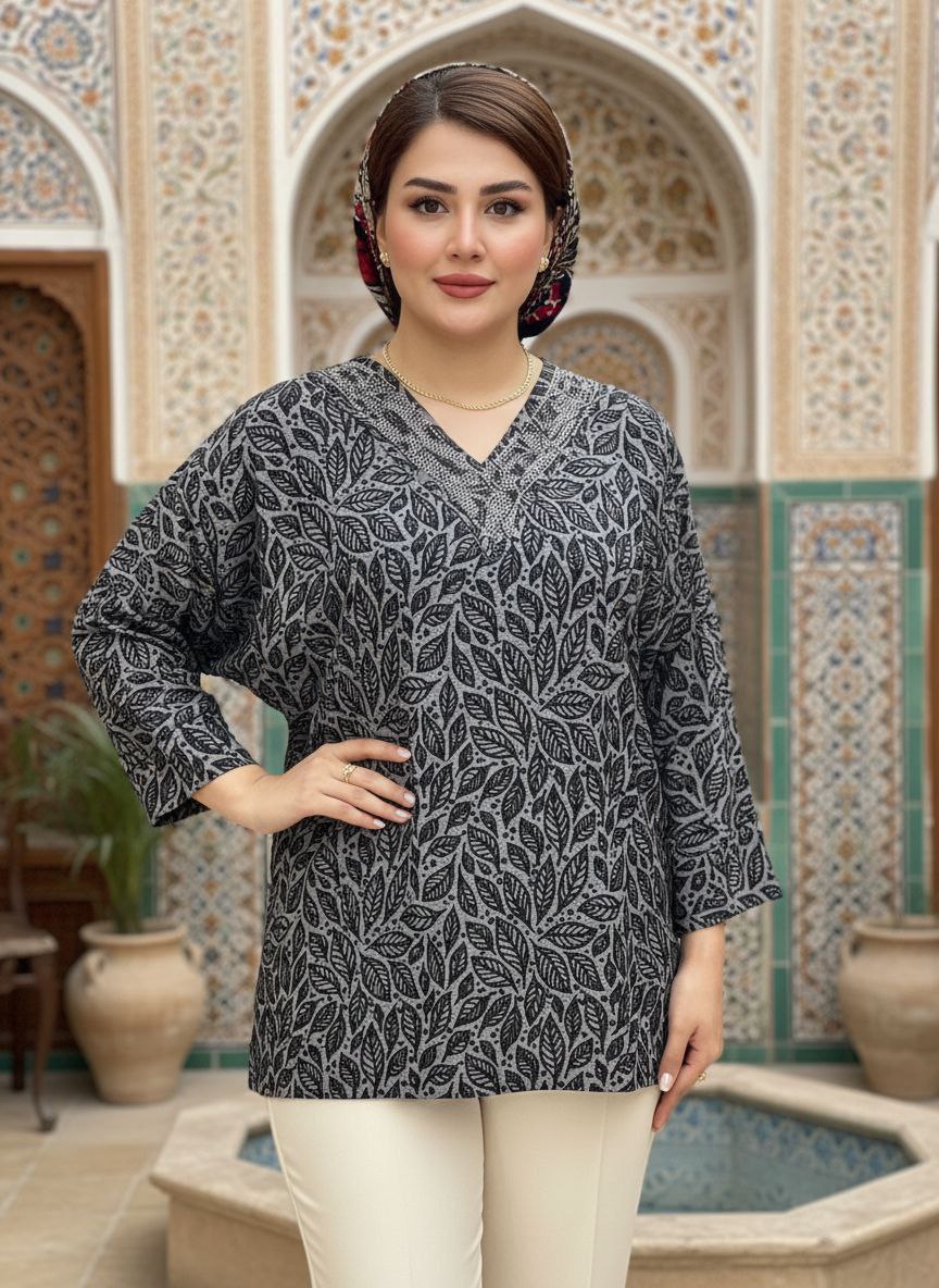 شومیز نگین دار کیمانو مدل تابان عیدانه سایز ۴۶ تا ۵۴
