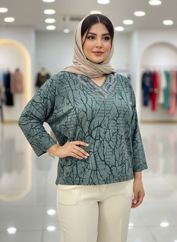 شومیز نگین دار کیمانو مدل ترنم عیدانه سایز ۴۶ تا ۵۴