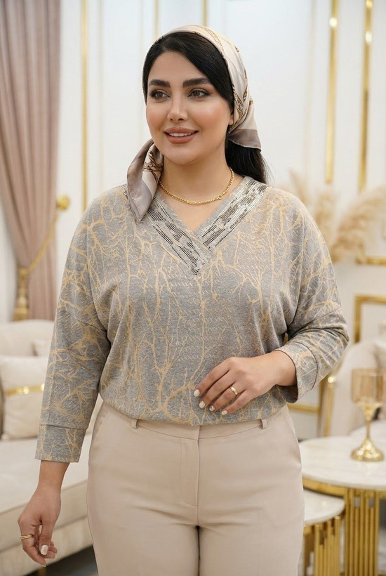 شومیز نگین دار کیمانو مدل ترنم عیدانه سایز ۴۶ تا ۵۴