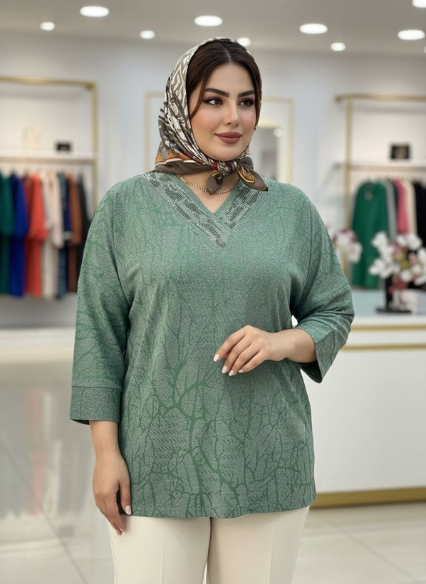 شومیز نگین دار کیمانو مدل ترنم عیدانه سایز ۴۶ تا ۵۴