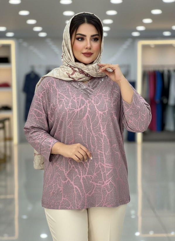 شومیز نگین دار کیمانو مدل ترنم عیدانه سایز ۴۶ تا ۵۴