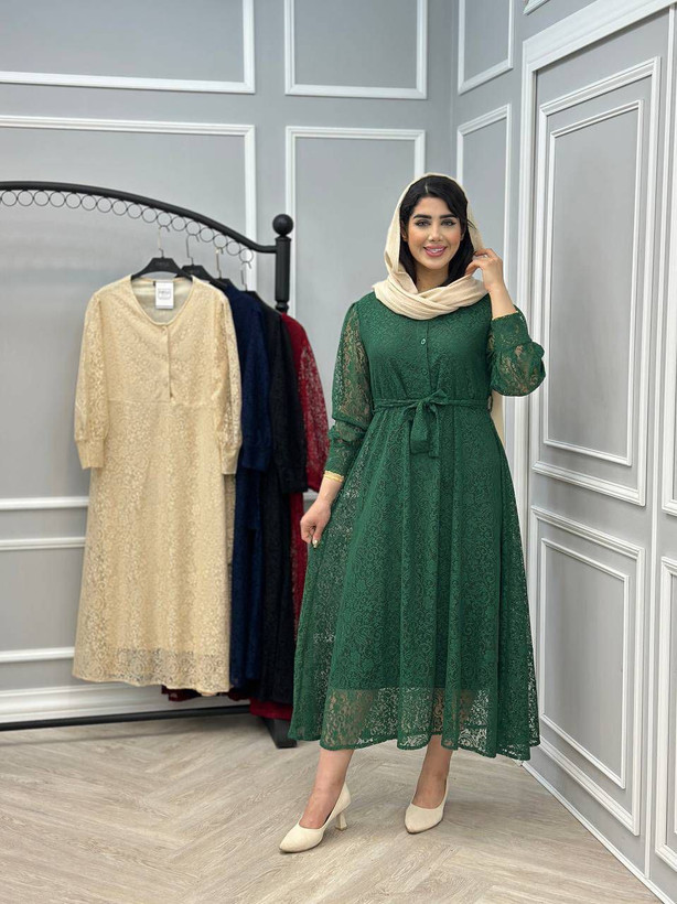 پیراهن گیپور نیلگون سایز ۳۸ تا ۴۶