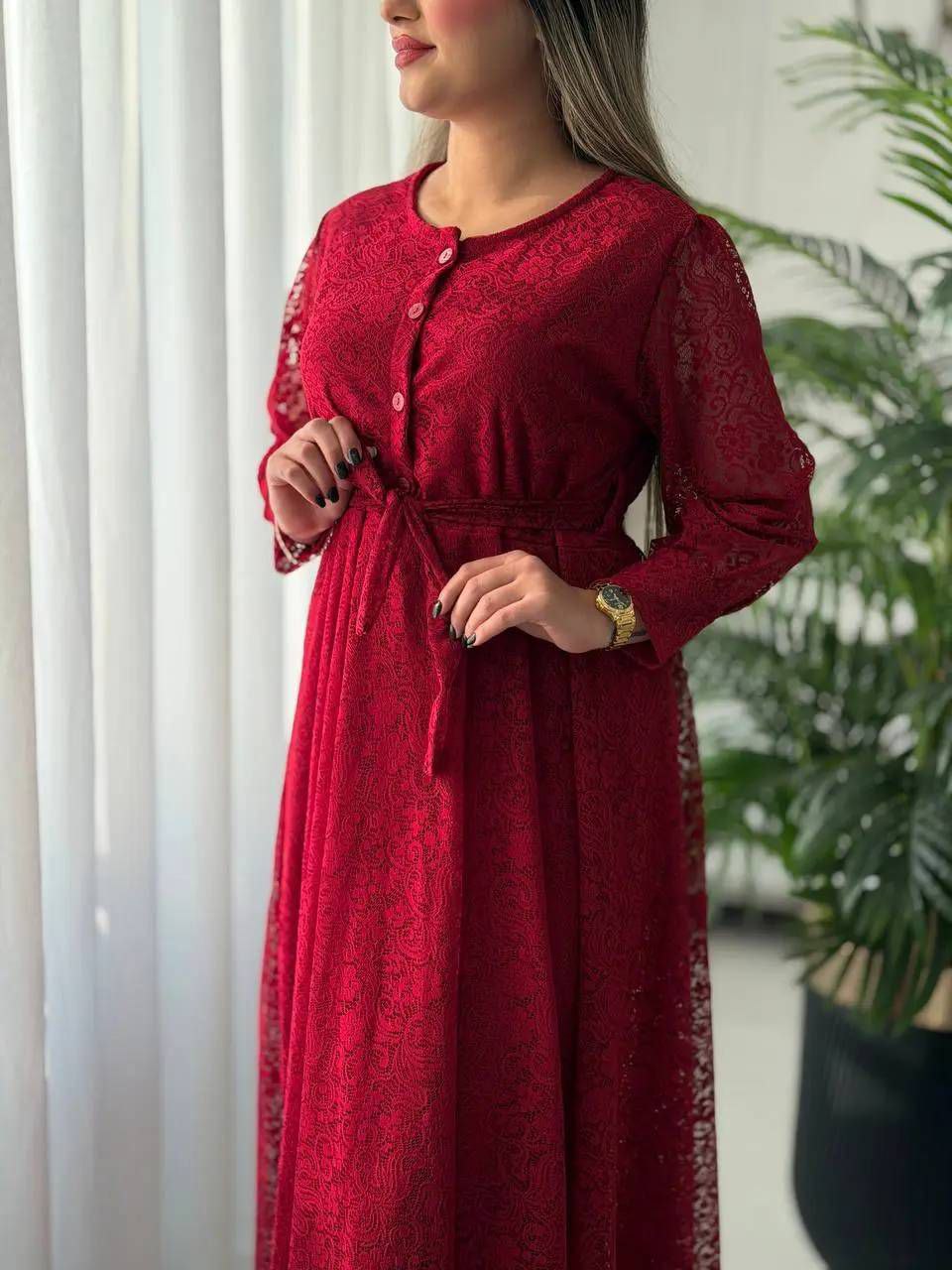 پیراهن گیپور نیلگون سایز ۳۸ تا ۴۶