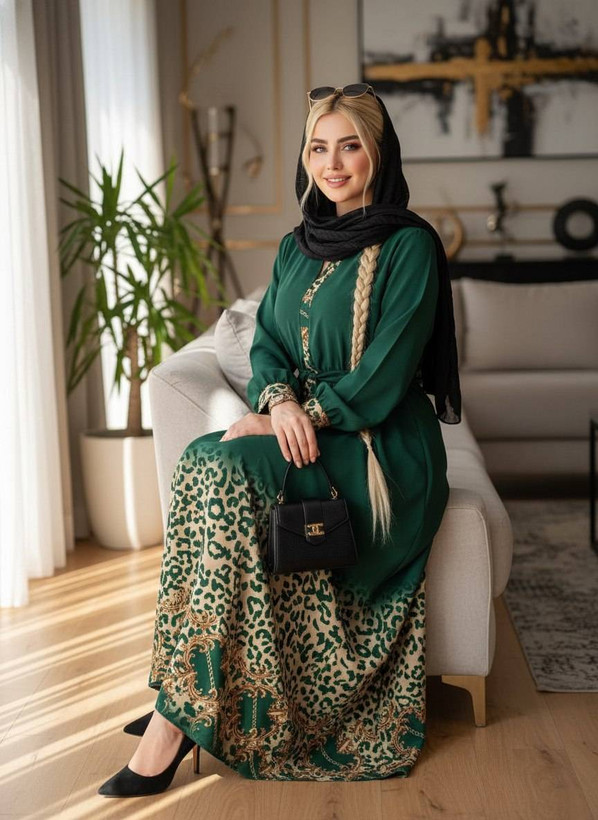 پیراهن ماکسی پلنگی مجلسی سایز ۳۸ تا ۴۸