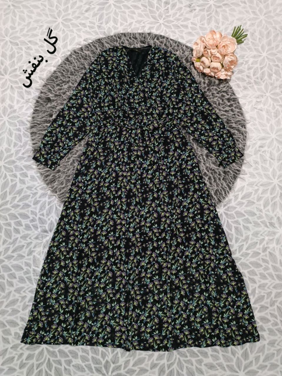 پیراهن کرپ حریر خارجی مهوش سایز ۴۰ تا ۴۸ و ۵۰ طبق دورسینه