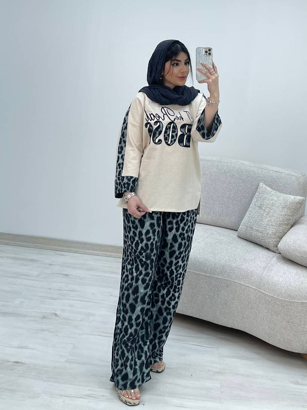 شومیز شلوار پلنگی سایز ۳۸ تا ۴۶
