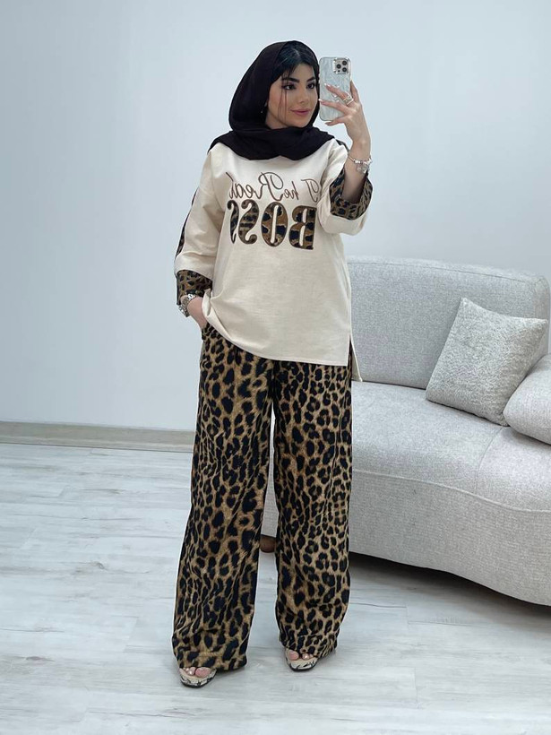 شومیز شلوار پلنگی سایز ۳۸ تا ۴۶