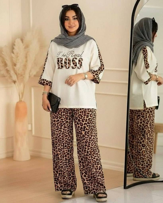 شومیز شلوار پلنگی سایز ۳۸ تا ۴۶