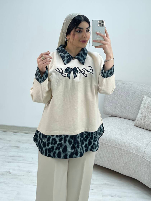 شومیز لینن پاپیون سایز ۳۸ تا ۴۶
